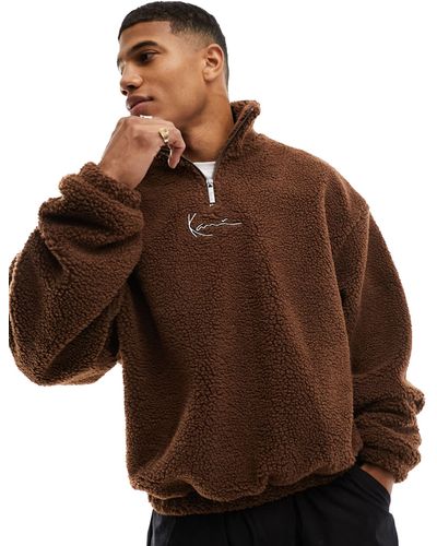 Karlkani Signature Half Zip Sweatshirt - Brown