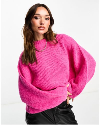 EDITED Balloon Sleeve Knitted Jumper - Pink