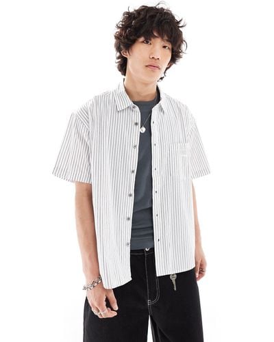 Obey Yarn Dye Short Sleeve Stripe Shirt - White