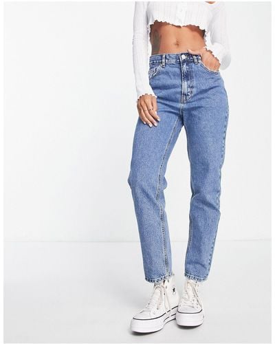 Pull&Bear Mom jeans a vita alta medio - Blu