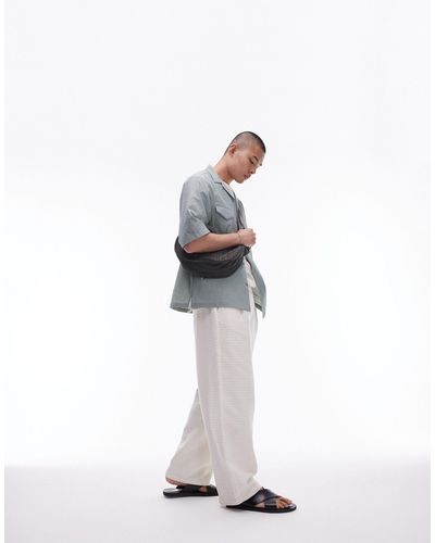 TOPMAN Premium Extra Wide Heavy Textured Trousers - White