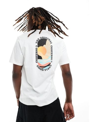 Converse T-shirt con stampa di tramonto - Bianco