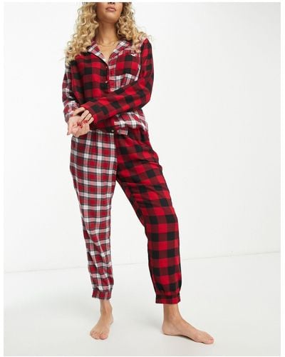 Hollister – karierte pyjamahose aus flanell - Rot