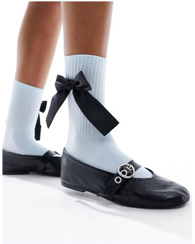 Monki Ankle Sock With Satin Bow - White