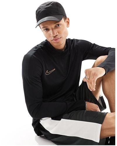 Nike Football Academy - top en tissu dri-fit avec col zippé et empiècement - Noir