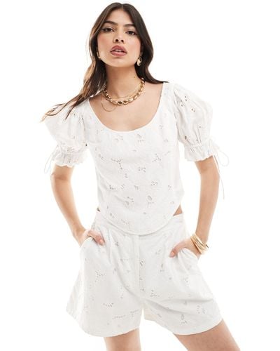French Connection Embroidered Top Co-ord - White