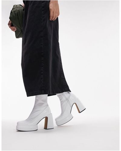 TOPSHOP Hannah Premium Leather Platform Ankle Boots - Black