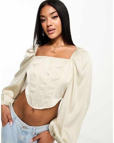 In The Style Exclusive Satin Corset Top - White