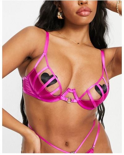 ASOS Fuller Bust Sammy Satin Cut Out Underwire Bra With D-ring - Pink