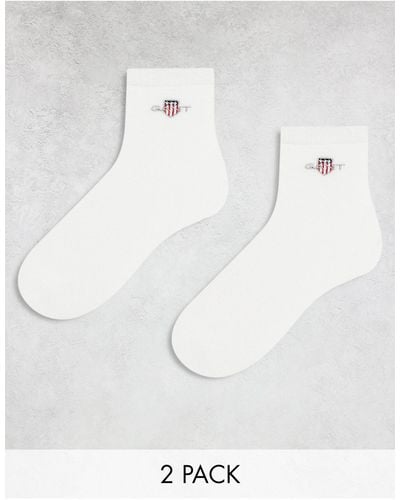GANT 2 Pack Ankle Socks With Logo - White