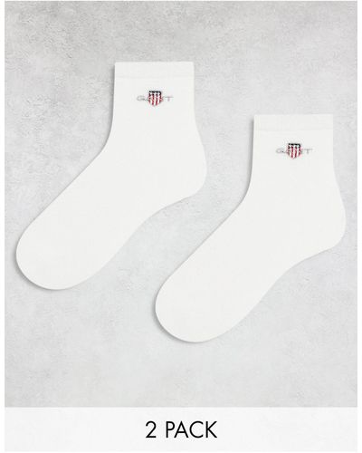 GANT Confezione da 2 paia di calzini bianchi con logo - Bianco