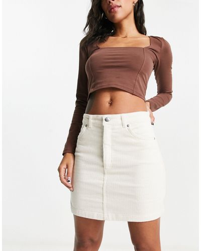 Monki Cord Mini Skirt - White