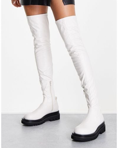 Tony Bianco Bellair Flat Over The Knee Boots - Natural