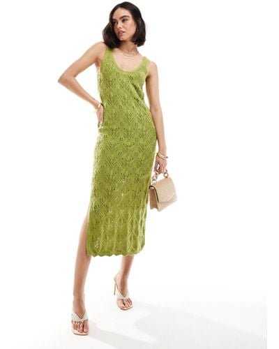 New Look Stitched V-neck Dress - Green