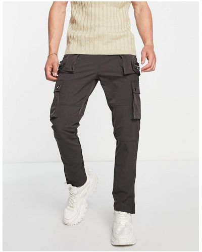 The Couture Club Pantaloni cargo grigi con zip multiple - Nero