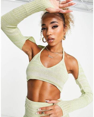 I Saw It First Knit Bralet With Sleeve Detail - Green