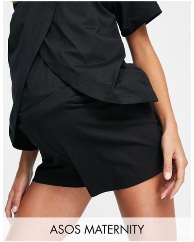 ASOS Asos Design Maternity Mix & Match Cotton Pajama Short - Black