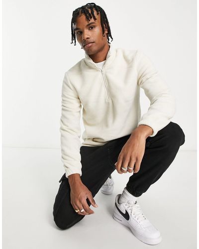 New Look Half Zip Fleece Sweatshirt - White
