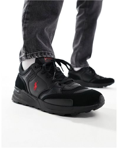 Polo Ralph Lauren Trackster 200 Trainer With Red Logo - Black