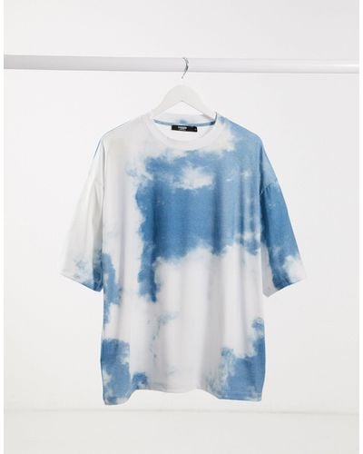Jaded London – es T-Shirt mit Wolken-Print - Blau