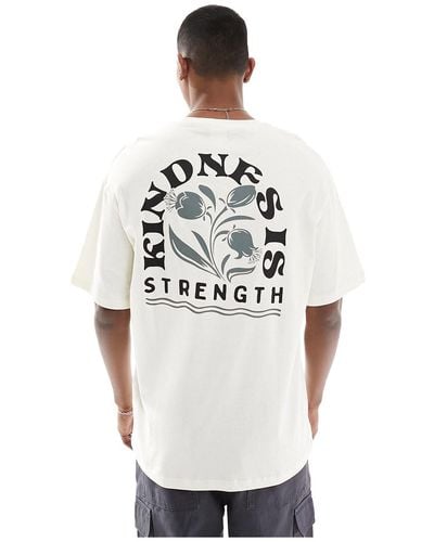 SELECTED Oversized T-shirt With Kindness Is Strength Backprint - White