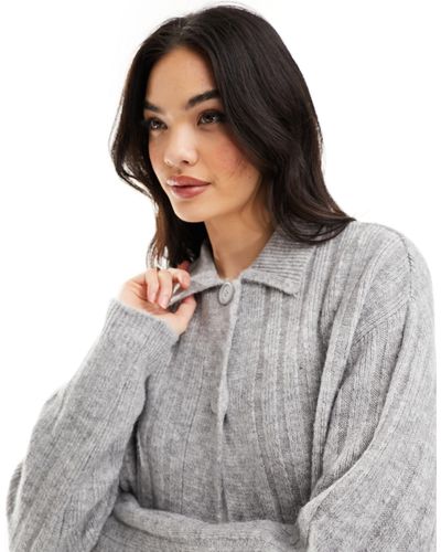 ASOS Button Through Shirt Cardigan - Grey