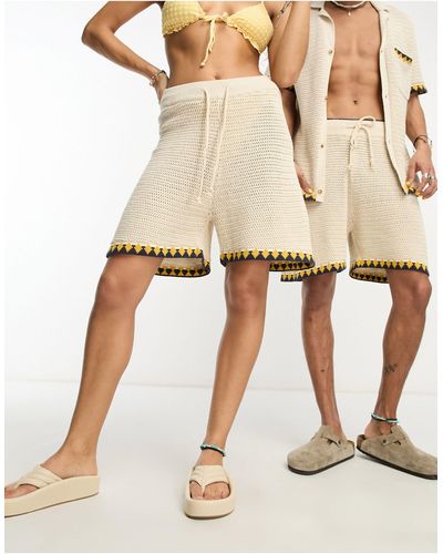 Reclaimed (vintage) Unisex Knitted Shorts - Natural
