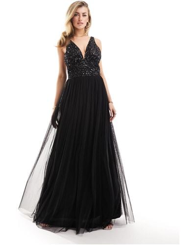 Beauut Bridesmaid Embellished V-neck Maxi Dress - Black