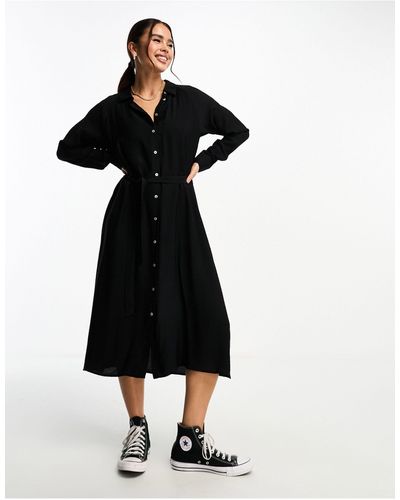 Vero Moda Midi Shirt Dress With Belt - Black