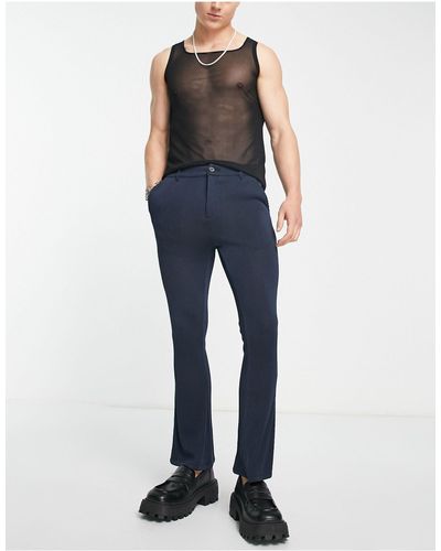 ASOS Pantaloni a zampa super skinny plissé - Blu
