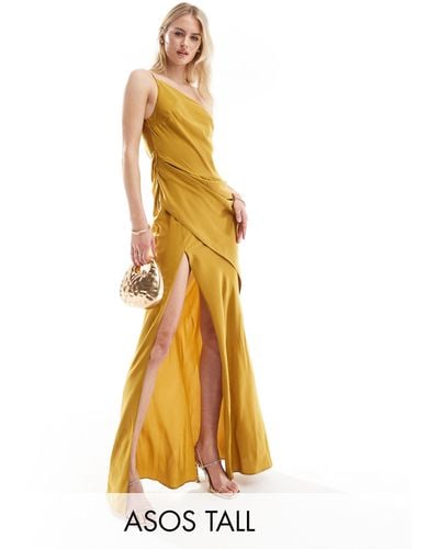 ASOS Asos Design Tall One Shoulder Maxi Dress - Metallic