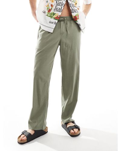 Jack & Jones Pantalones verdes sueltos con cordón ajustable en la cintura - Neutro