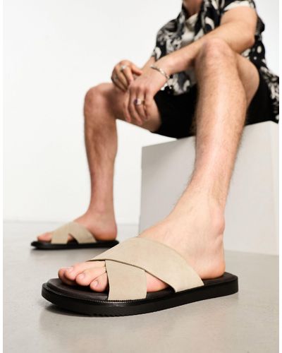 ASOS Suède Sandalen Met Gekruiste Banden - Zwart