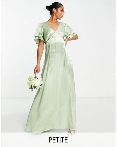 Topshop Unique L'invitée - robe mi-longue avec découpe en cœur au dos en tissu mélangé - sauge - lgreen - Vert