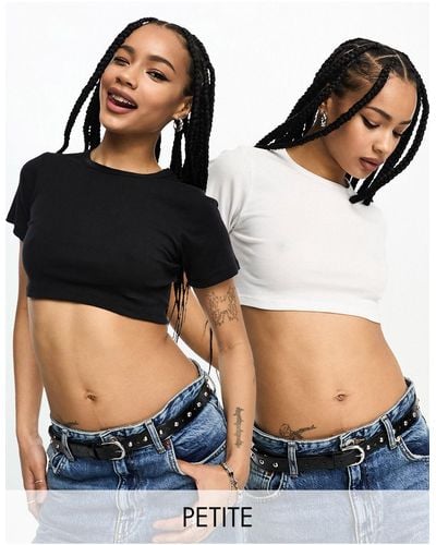 Only Petite Exclusive 2 Pack Cropped Fitted T-shirts - Black