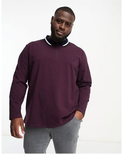 Grey Hawk Plus Long Sleeve Polo - Purple