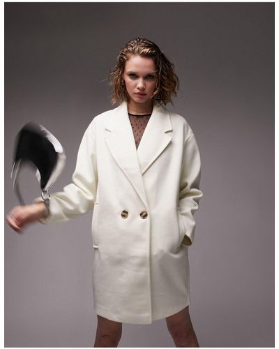 TOPSHOP Double Breasted Short Throw-on Coat - White
