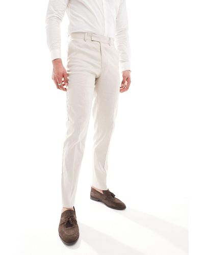 ASOS Slim Linen Blend Suit Trousers - Natural