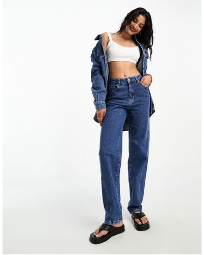 SELECTED Femme Seam Detail Straight Leg Denim Jeans Co-ord - Blue