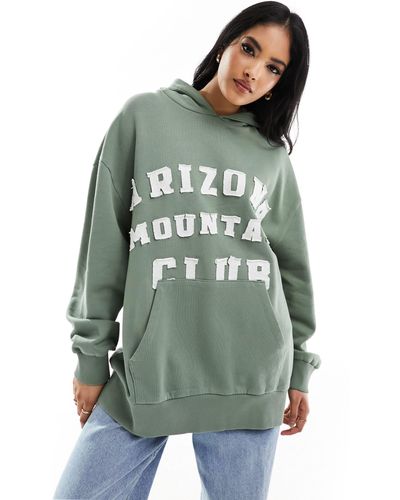 ASOS Oversized Hoodie With Arizona Mountain Club Applique Graphic - Green