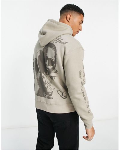 Pull&Bear Pop Smoke - Hoodie Met Print - Naturel