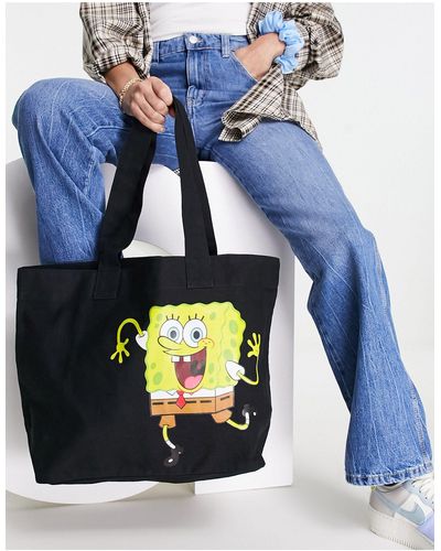 ASOS Oversized Shopper Met Spongebob - Zwart