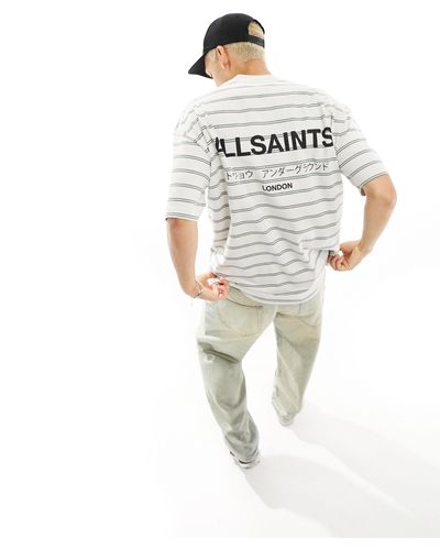 AllSaints Underground - t-shirt oversize à rayures - clair - Blanc
