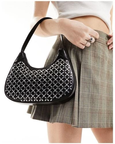 ASOS Scoop Shoulder Bag With Hotfix Diamante - Black