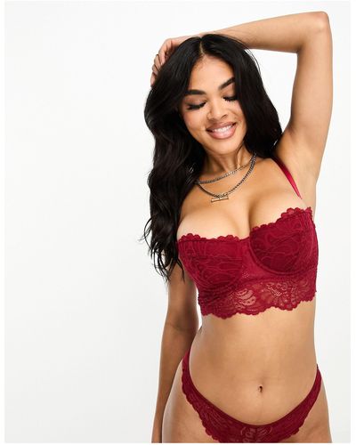ASOS Sienna Lace Padded Bandeau Bra - Red