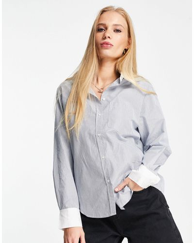 & Other Stories Camisa a rayas azules y blancas - Blanco