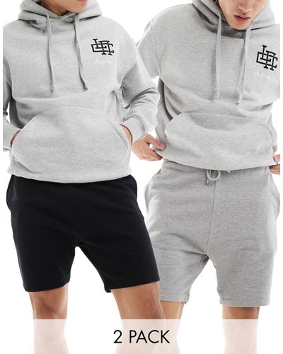 ASOS 2 Pack Mid Length Skinny Shorts - Grey