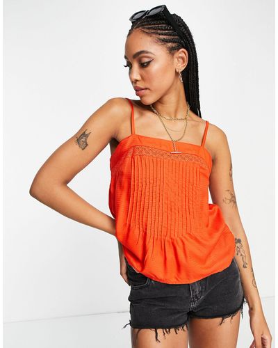 Y.A.S – vorne plissiertes camisole-oberteil - Orange