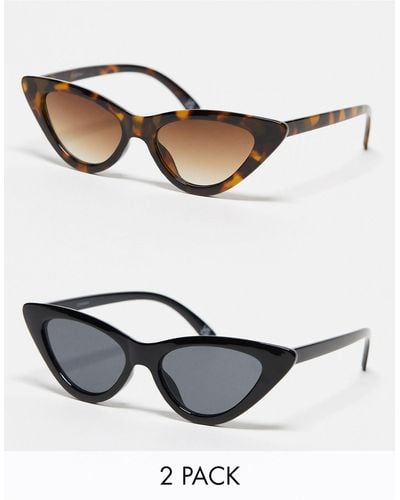 ASOS 2 Pack Cat Eye Sunglasses - White
