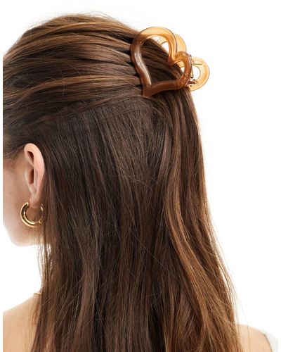 ASOS Hair Claw With Heart Detail - Brown